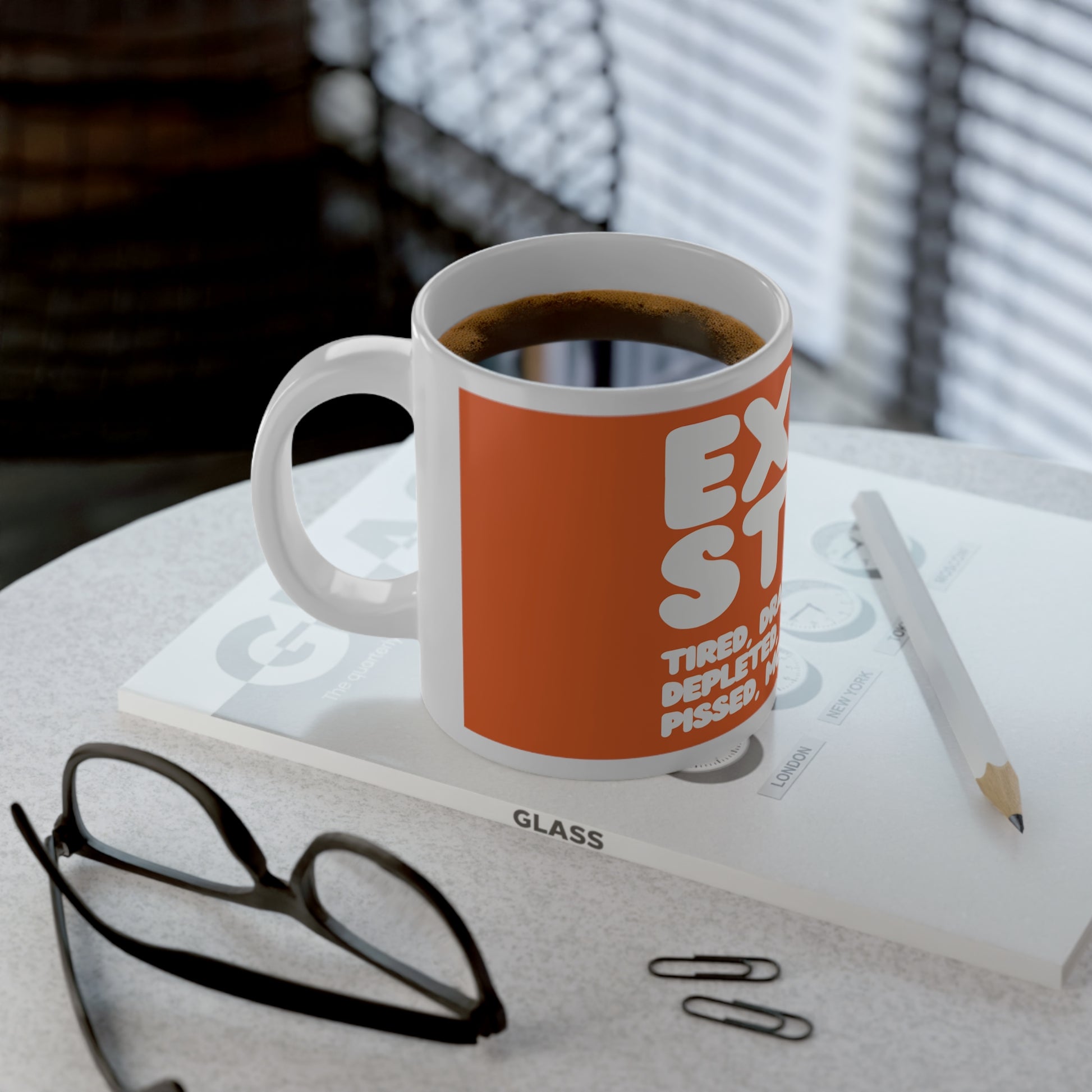 Exhausted in Orange and White Jumbo Mug - The APWT Gift Shop