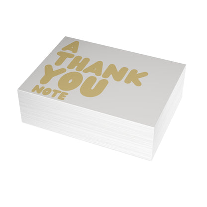 A Thank You Note in Grey and Gold Postcard Set - 2 Sizes Available, Quantities of 10, 30, 50