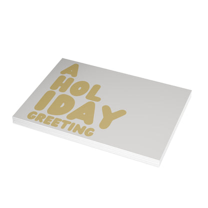 A Holiday Greeting in Grey and Gold Postcard Set - 2 Sizes Available, Quantities of 10, 30, 50