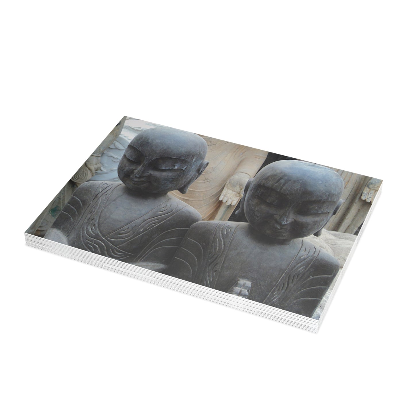 Buddhist Monk Statues Postcard Set - 2 Sizes Available, Quantities of 10, 30, 50