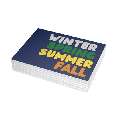 Blue Winter Seasons Postcard Set - 2 Sizes Available, Quantities of 10, 30, 50