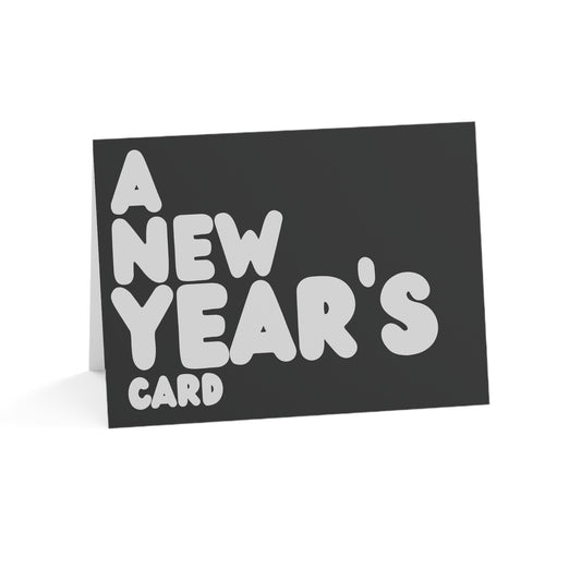 A New Year's Card in Black and Silver Greeting Card Set - 2 Sizes Available, Quantities of 10, 30, 50