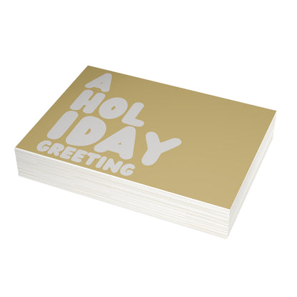 A Holiday Greeting in Gold and Grey Postcard Set - 2 Sizes Available, Quantities of 10, 30, 50