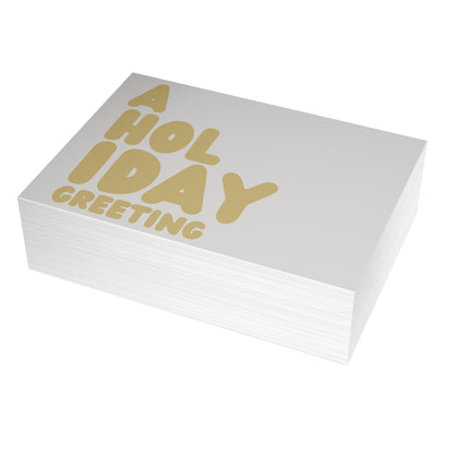 A Holiday Greeting in Grey and Gold Postcard Set - 2 Sizes Available, Quantities of 10, 30, 50