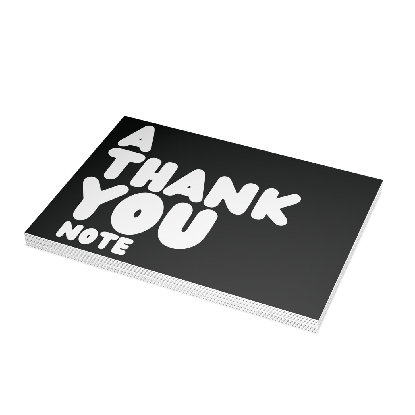 A Thank You Note in Black and White Postcard Set - 2 Sizes Available, Quantities of 10, 30, 50