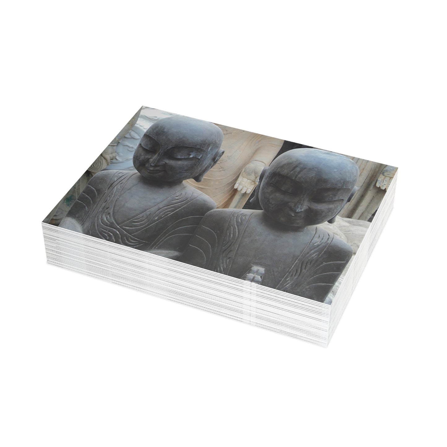 Buddhist Monk Statues Postcard Set - 2 Sizes Available, Quantities of 10, 30, 50