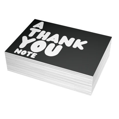 A Thank You Note in Black and White Postcard Set - 2 Sizes Available, Quantities of 10, 30, 50