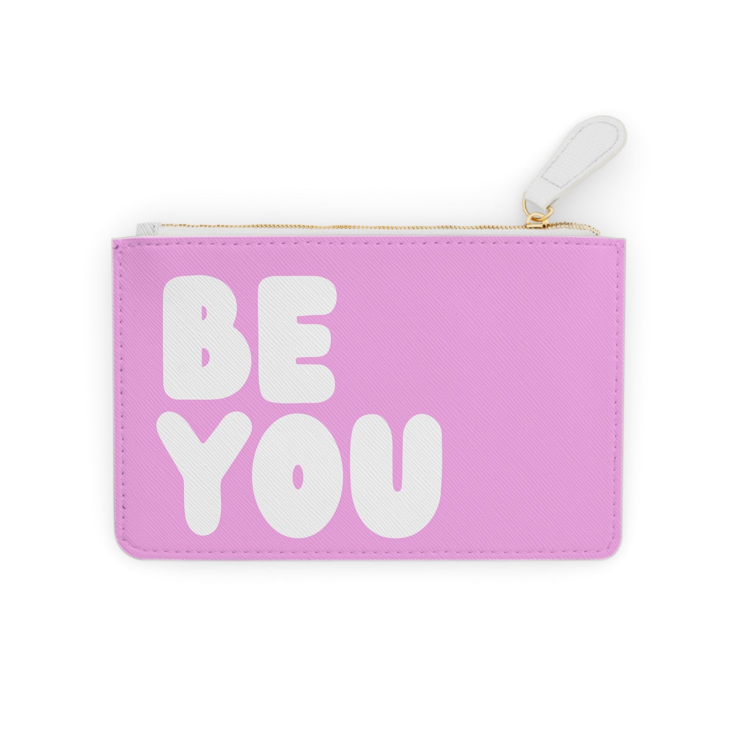 Be You Love in Pink and White Small Zip-Up Pouch