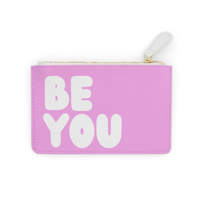 Be You Love in Pink and White Small Zip-Up Pouch