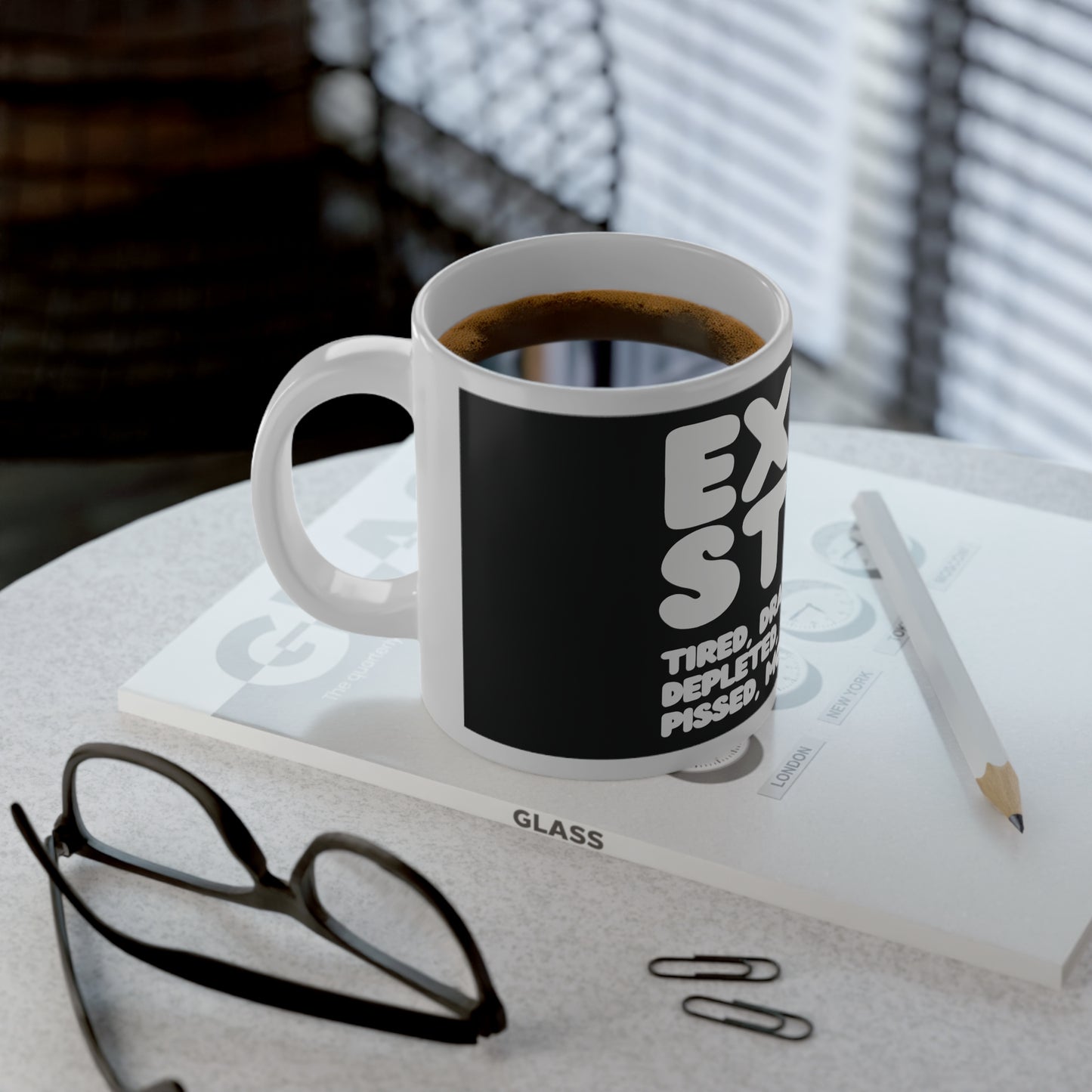 Exhausted in Black and White Jumbo Mug - The APWT Gift Shop