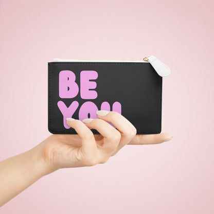 Be You Love in Black and Pink Small Zip-Up Pouch