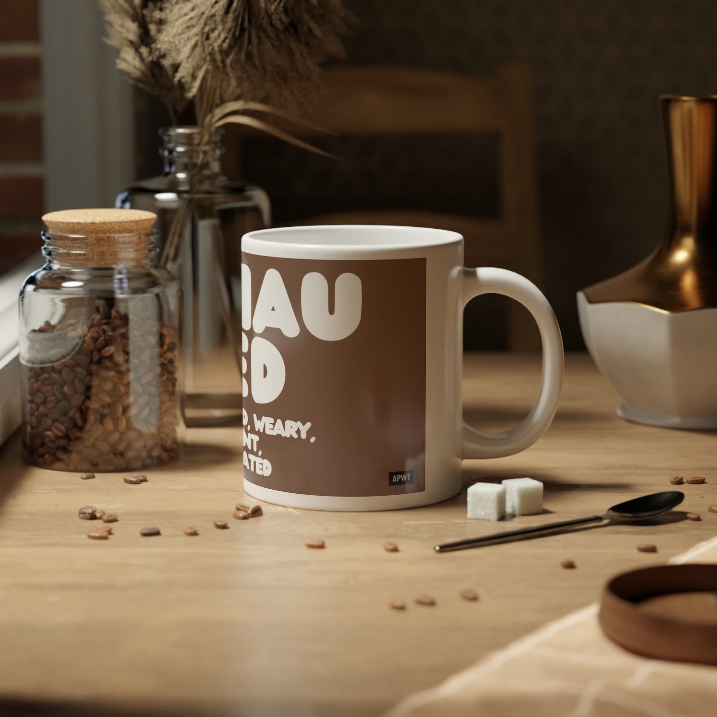 Exhausted in Brown and White Jumbo Mug - 20oz Mug
