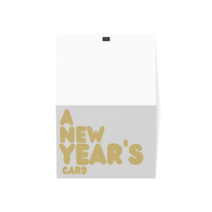 A New Year's Card in Grey and Gold Greeting Card Set - 2 Sizes Available, Quantities of 10, 30, 50