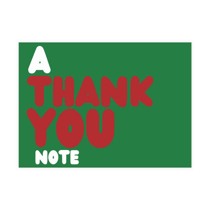 A Holiday Thank You Note in Green Postcard Set - 2 Sizes Available, Quantities of 10, 30, 50