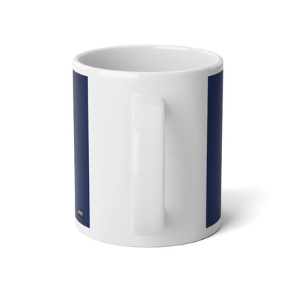 Exhausted in Blue and White Jumbo Mug - The APWT Gift Shop