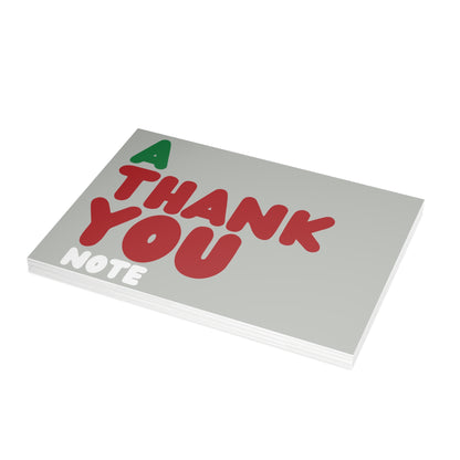 A Holiday Thank You Note in Grey Postcard Set - 2 Sizes Available, Quantities of 10, 30, 50