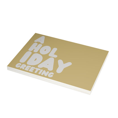 A Holiday Greeting in Gold and Grey Postcard Set - 2 Sizes Available, Quantities of 10, 30, 50