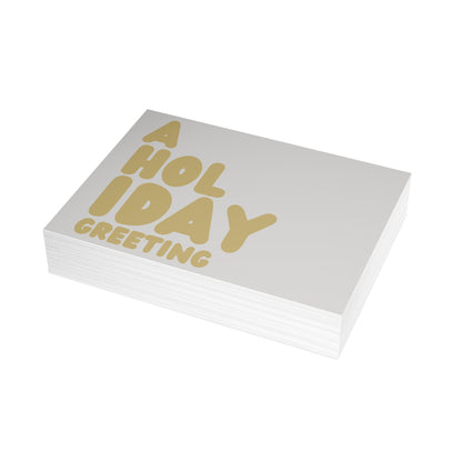 A Holiday Greeting in Grey and Gold Postcard Set - 2 Sizes Available, Quantities of 10, 30, 50