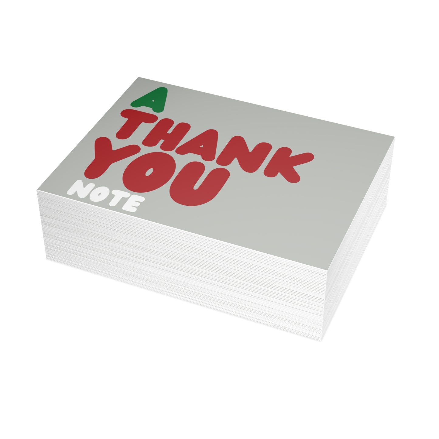 A Holiday Thank You Note in Grey Postcard Set - 2 Sizes Available, Quantities of 10, 30, 50