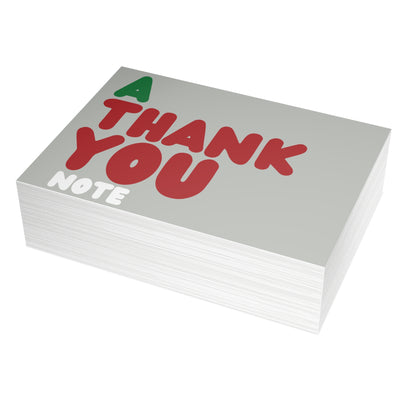 A Holiday Thank You Note in Grey Postcard Set - 2 Sizes Available, Quantities of 10, 30, 50