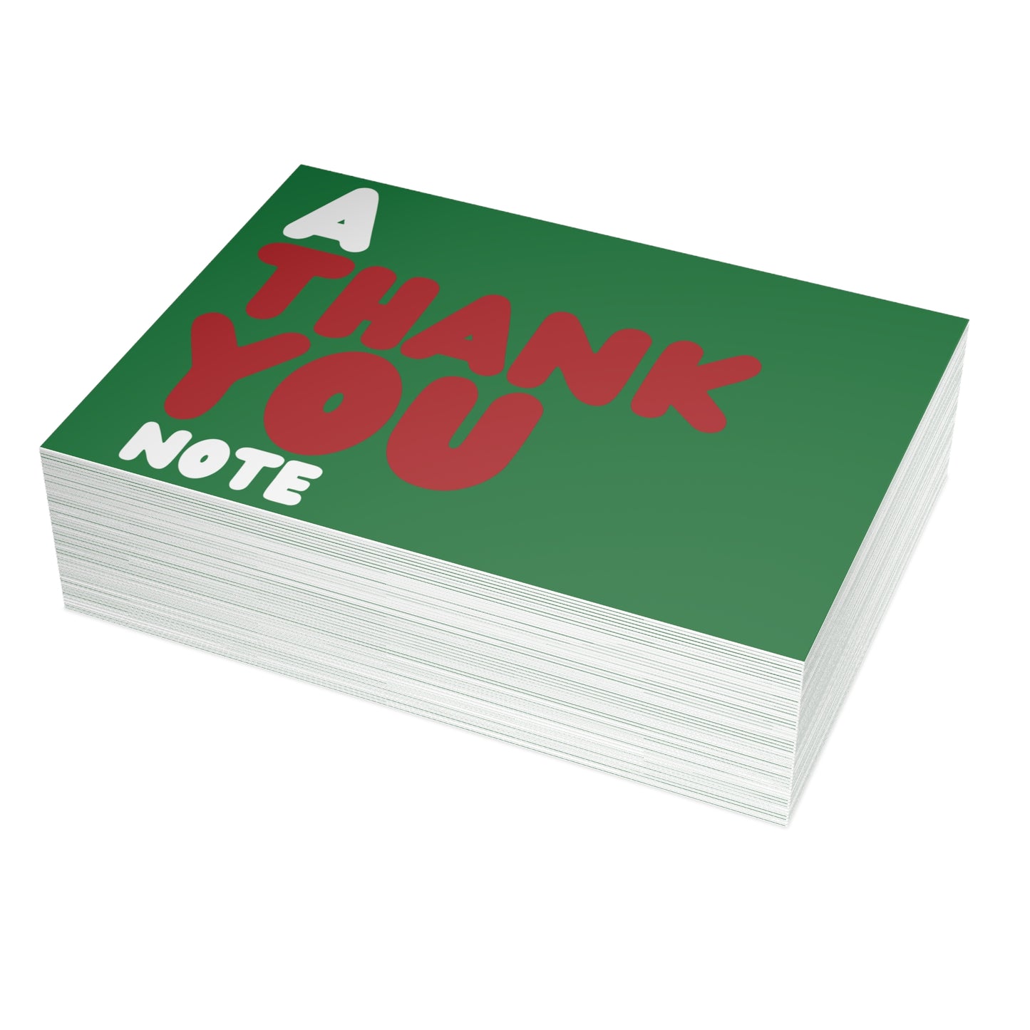 A Holiday Thank You Note in Green Postcard Set - 2 Sizes Available, Quantities of 10, 30, 50