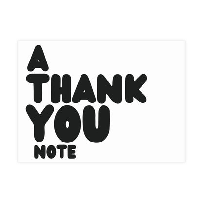 A Thank You Note in White Postcard Set - 2 Sizes Available, Quantities of 10, 30, 50