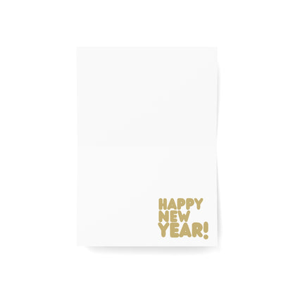 A New Year's Card in Grey and Gold Greeting Card Set - 2 Sizes Available, Quantities of 10, 30, 50