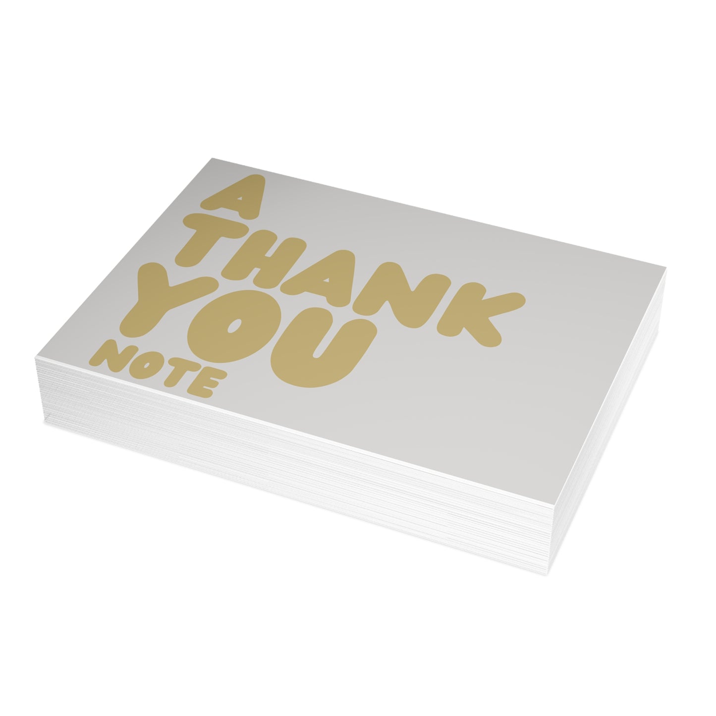 A Thank You Note in Grey and Gold Postcard Set - 2 Sizes Available, Quantities of 10, 30, 50