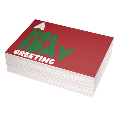 A Holiday Greeting in Red Postcard Set - 2 Sizes Available, Quantities of 10, 30, 50