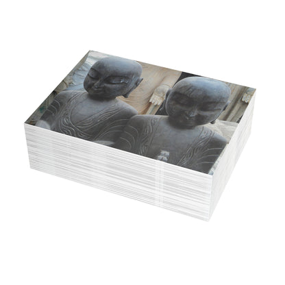 Buddhist Monk Statues Postcard Set - 2 Sizes Available, Quantities of 10, 30, 50