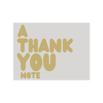 A Thank You Note in Grey and Gold Postcard Set - 2 Sizes Available, Quantities of 10, 30, 50