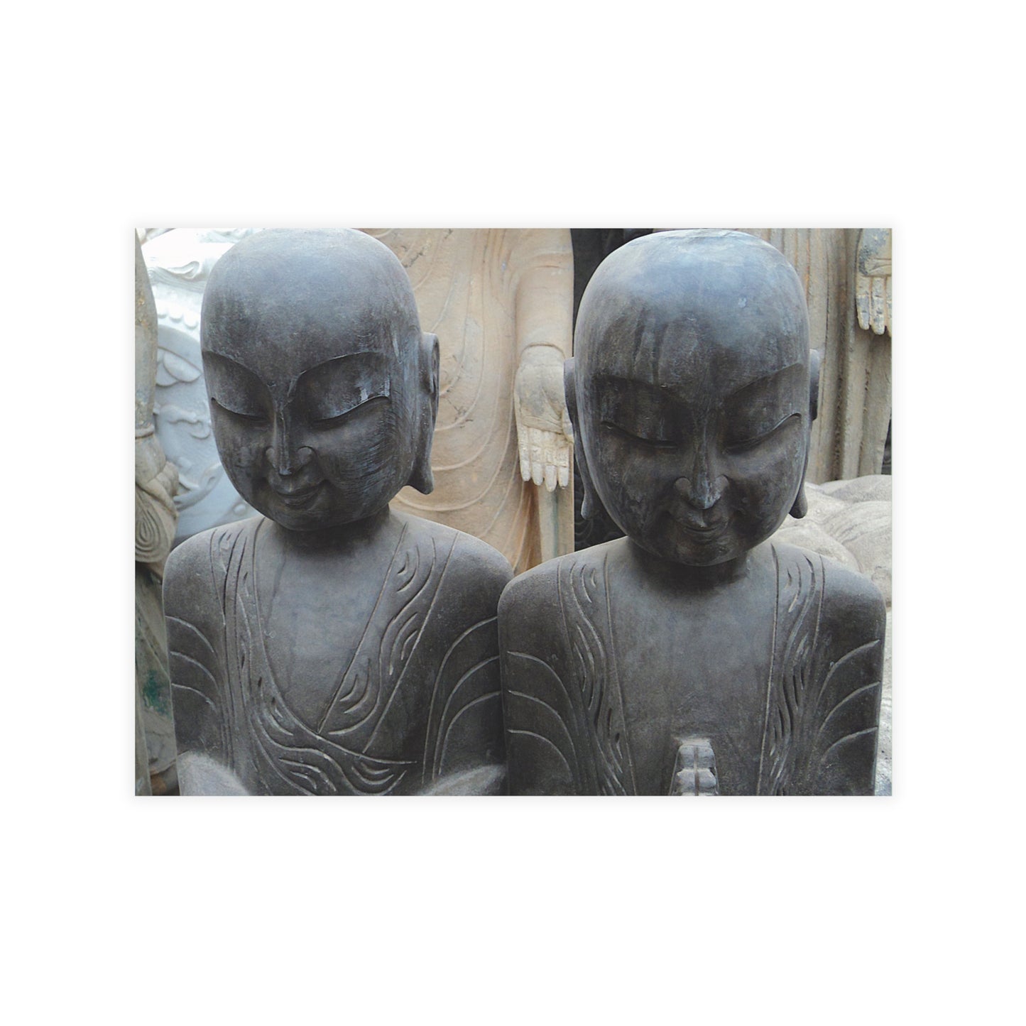 Buddhist Monk Statues Postcard Set - 2 Sizes Available, Quantities of 10, 30, 50