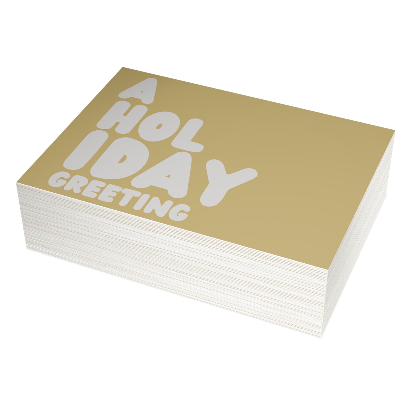 A Holiday Greeting in Gold and Grey Postcard Set - 2 Sizes Available, Quantities of 10, 30, 50