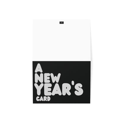 A New Year's Card in Black and Silver Greeting Card Set - 2 Sizes Available, Quantities of 10, 30, 50