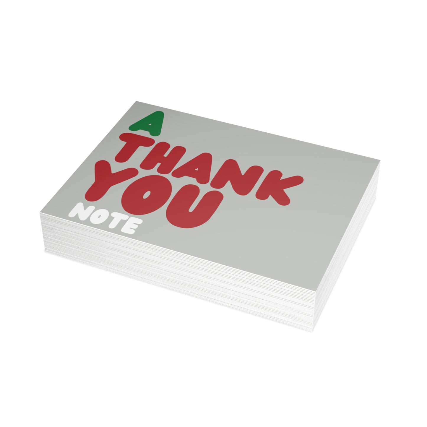 A Holiday Thank You Note in Grey Postcard Set - 2 Sizes Available, Quantities of 10, 30, 50