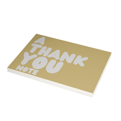 A Thank You Note in Gold and Grey Postcard Set - 2 Sizes Available, Quantities of 10, 30, 50