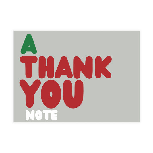 A Holiday Thank You Note in Grey Postcard Set - 2 Sizes Available, Quantities of 10, 30, 50