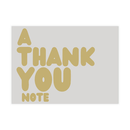 A Thank You Note in Grey and Gold Postcard Set - 2 Sizes Available, Quantities of 10, 30, 50