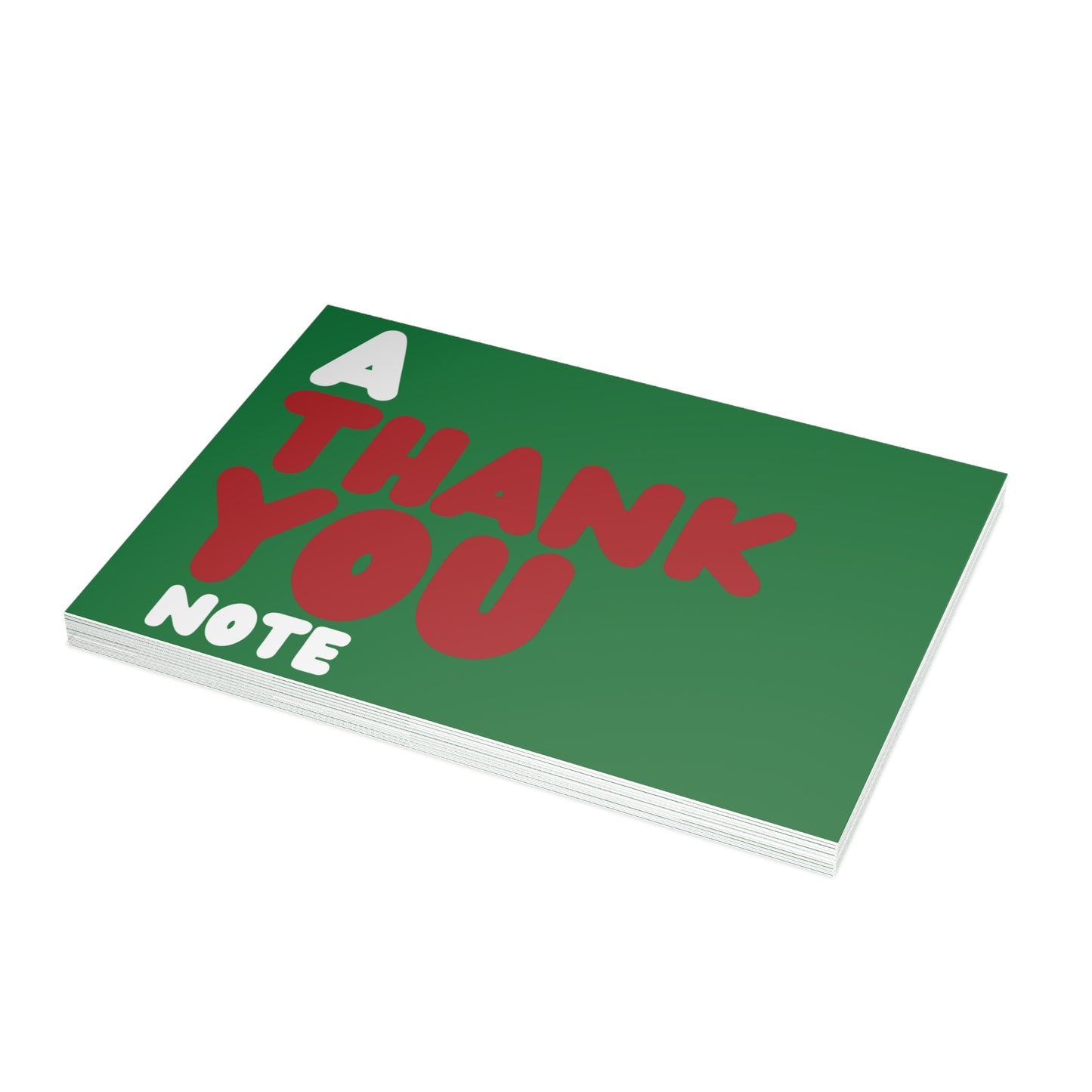 A Holiday Thank You Note in Green Postcard Set - 2 Sizes Available, Quantities of 10, 30, 50