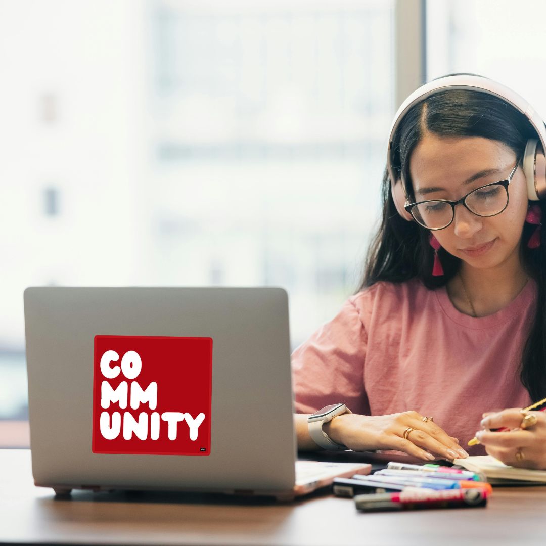 A Community in Balloon Red Vinyl Sticker