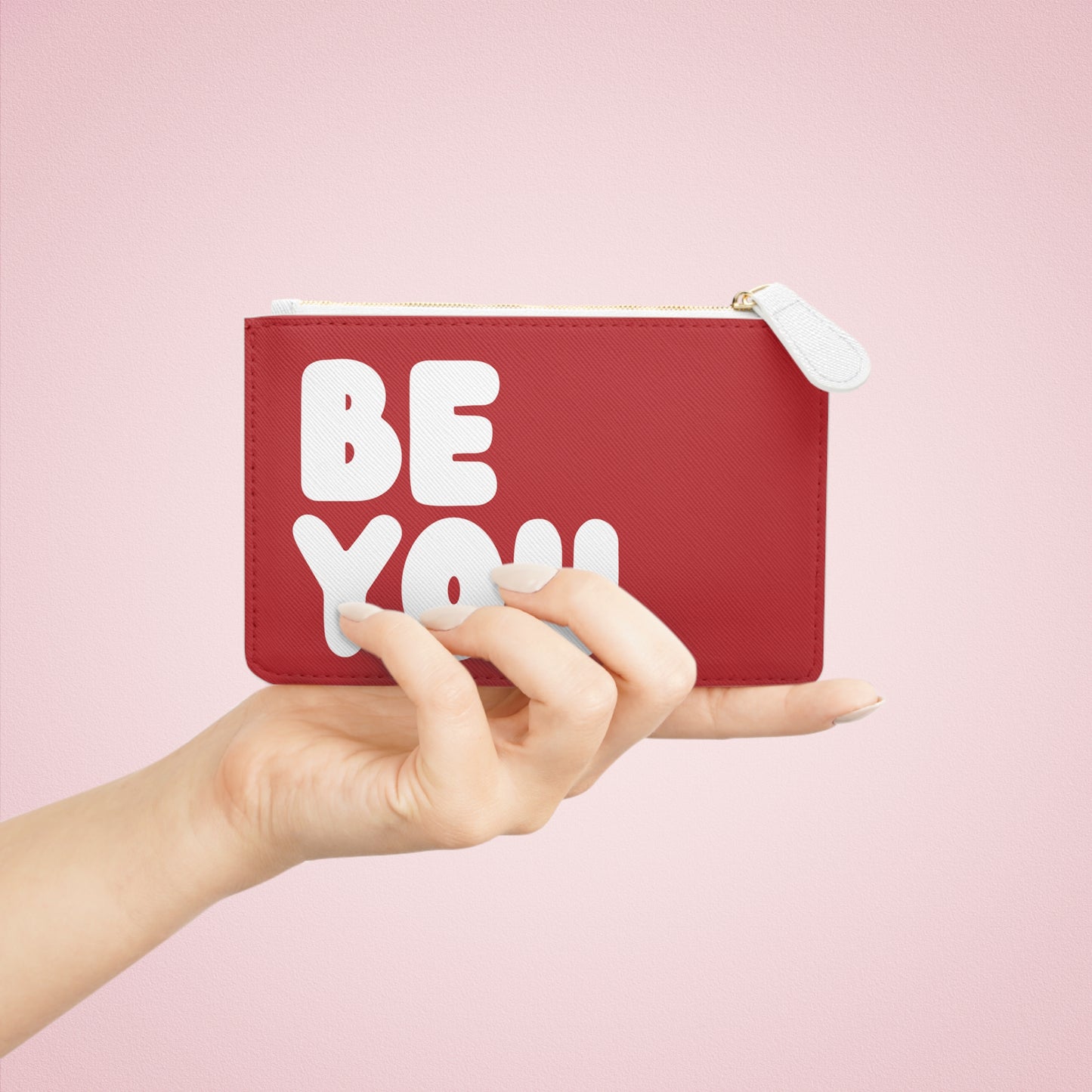 Be You Love in Red and White Small Zip-Up Pouch