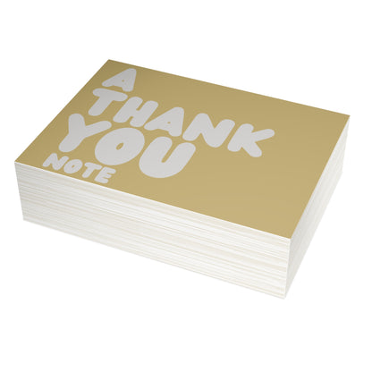 A Thank You Note in Gold and Grey Postcard Set - 2 Sizes Available, Quantities of 10, 30, 50