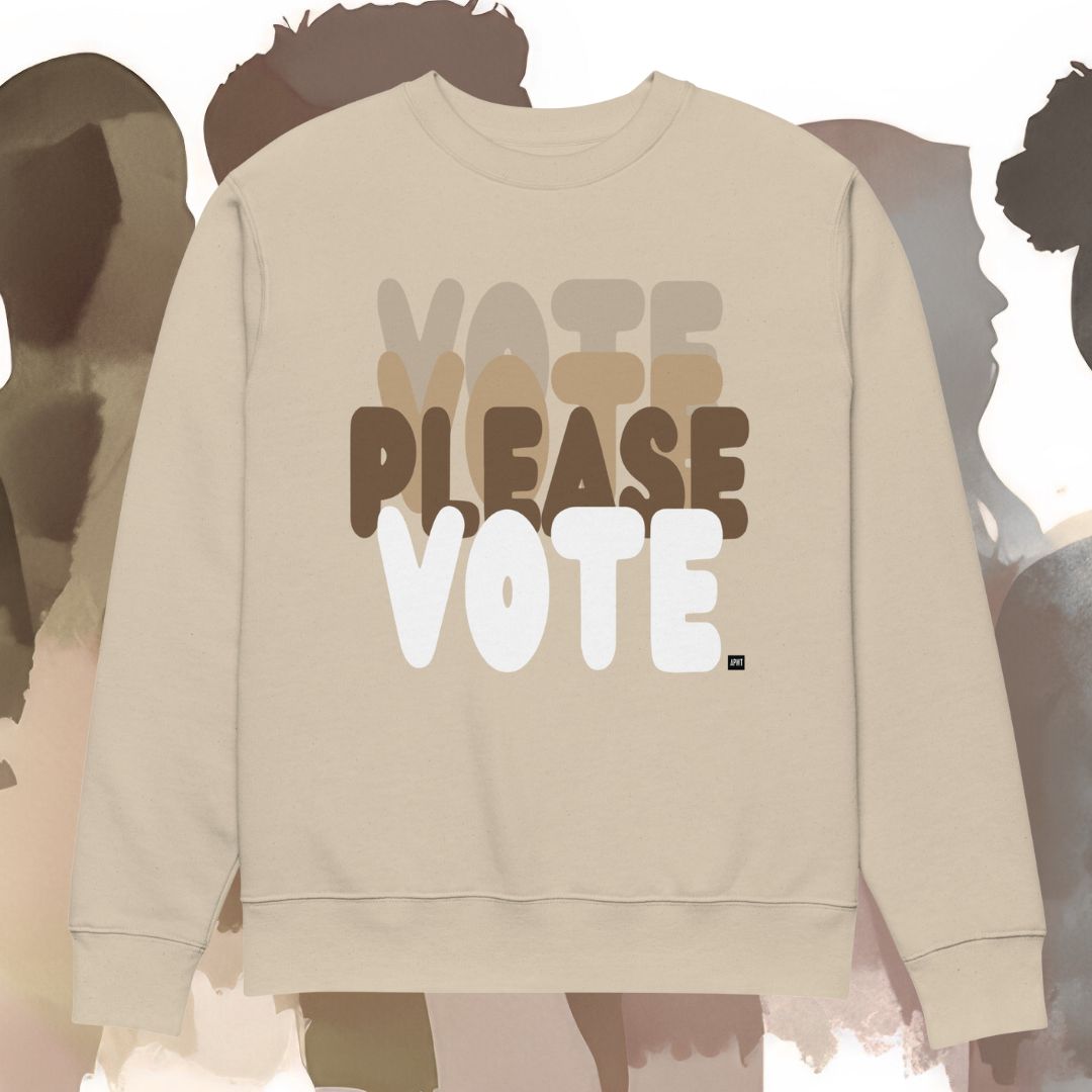 Please Vote in Brown Premium Unisex Crew Neck Sweatshirt - Available in 4 Colors
