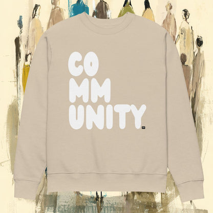 Community in Beige and White Premium Unisex Crew Neck Sweatshirt