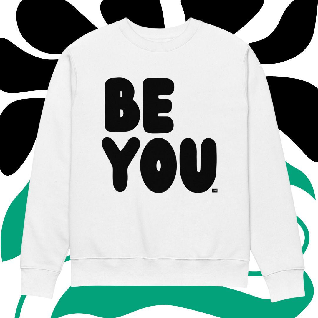 Be You in Black and White Premium Unisex White Crew Neck Sweatshirt