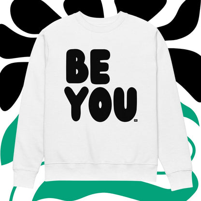 Be You in Black and White Premium Unisex White Crew Neck Sweatshirt