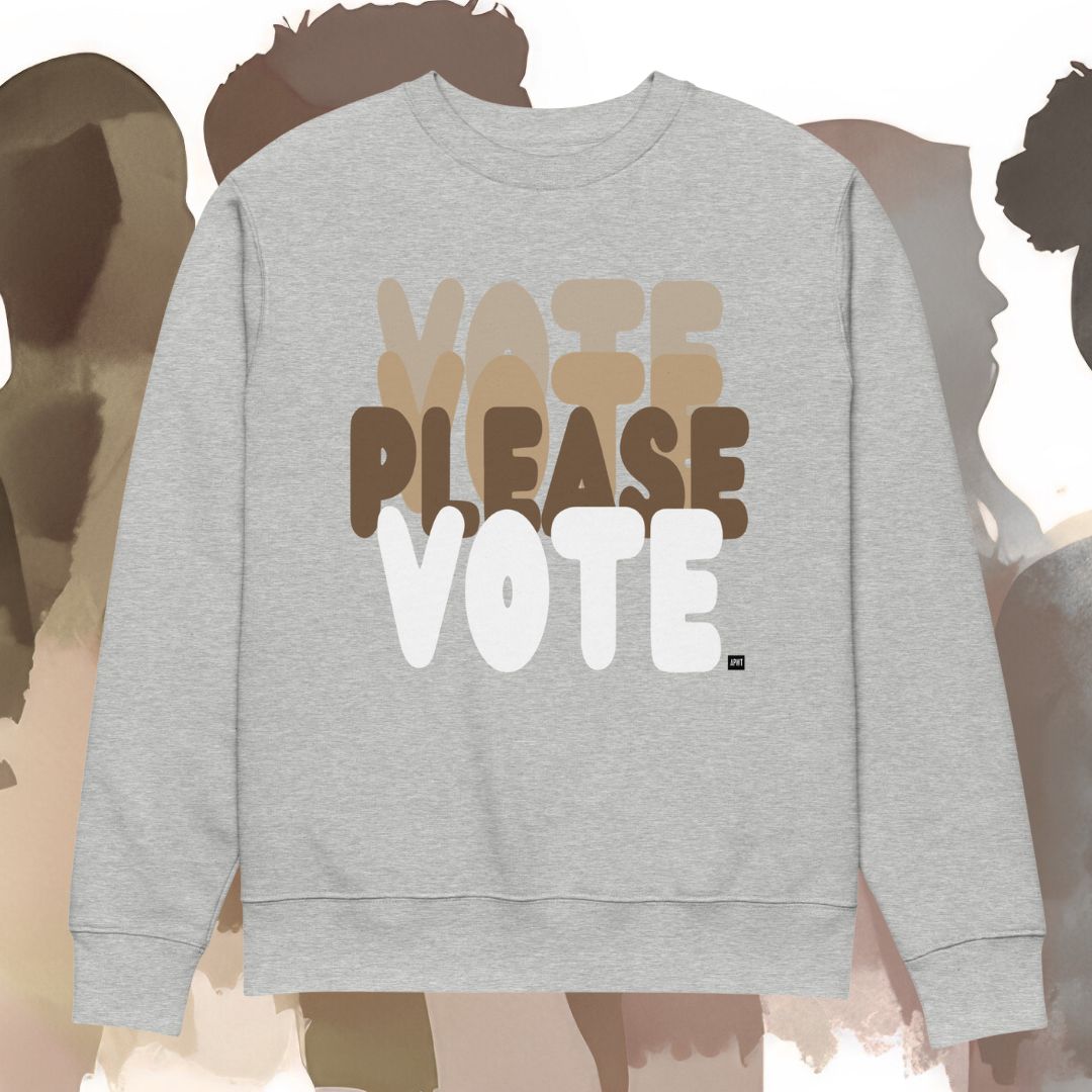 Please Vote in Brown Premium Unisex Crew Neck Sweatshirt - Available in 4 Colors