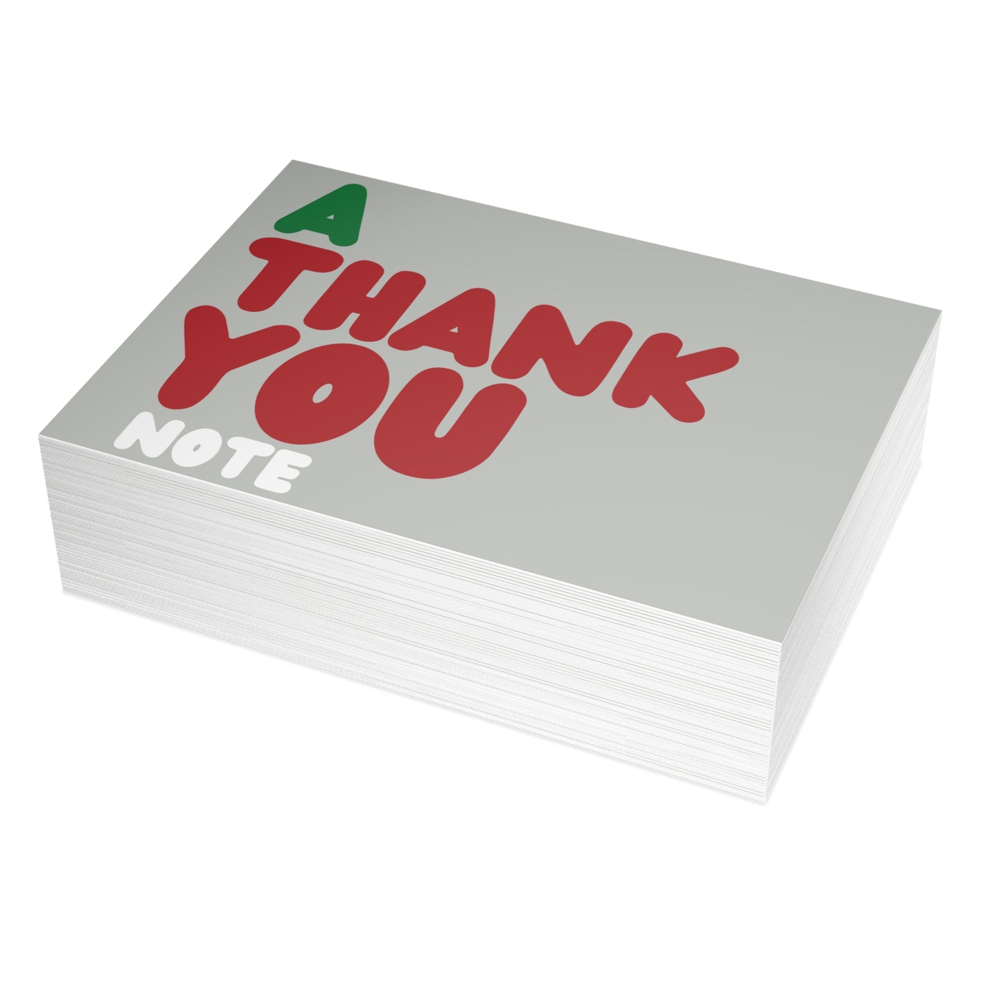 A Holiday Thank You Note in Grey Postcard Set - 2 Sizes Available, Quantities of 10, 30, 50