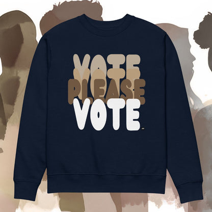 Please Vote in Brown Premium Unisex Crew Neck Sweatshirt - Available in 4 Colors