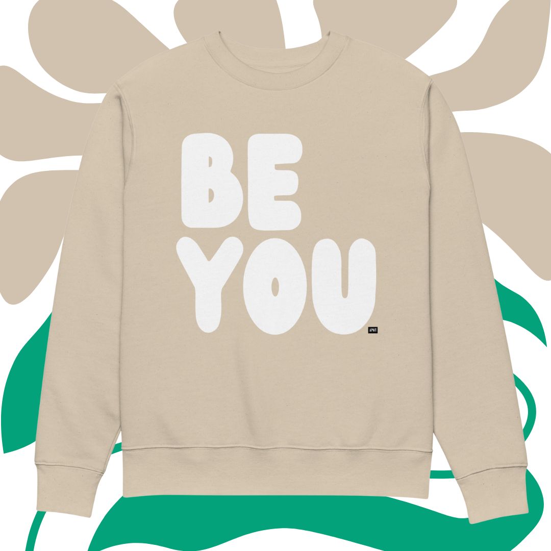 Be You in Beige and White Premium Unisex Crew Neck Sweatshirt